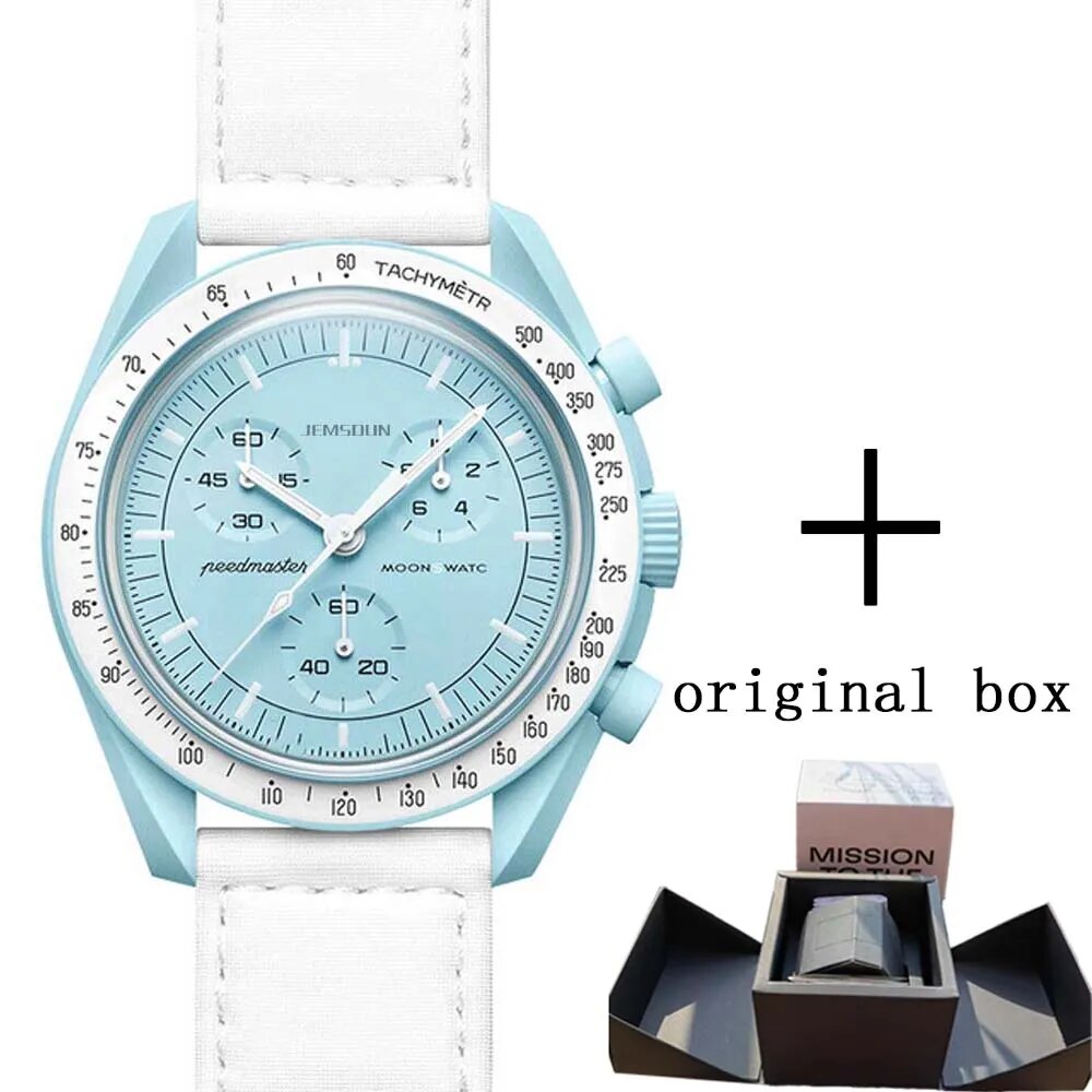 2023 New Original Brand with Original Box Moon Watches for Mens Plastic Case Watch Chronograph Explore Planet AAA Male Clocks