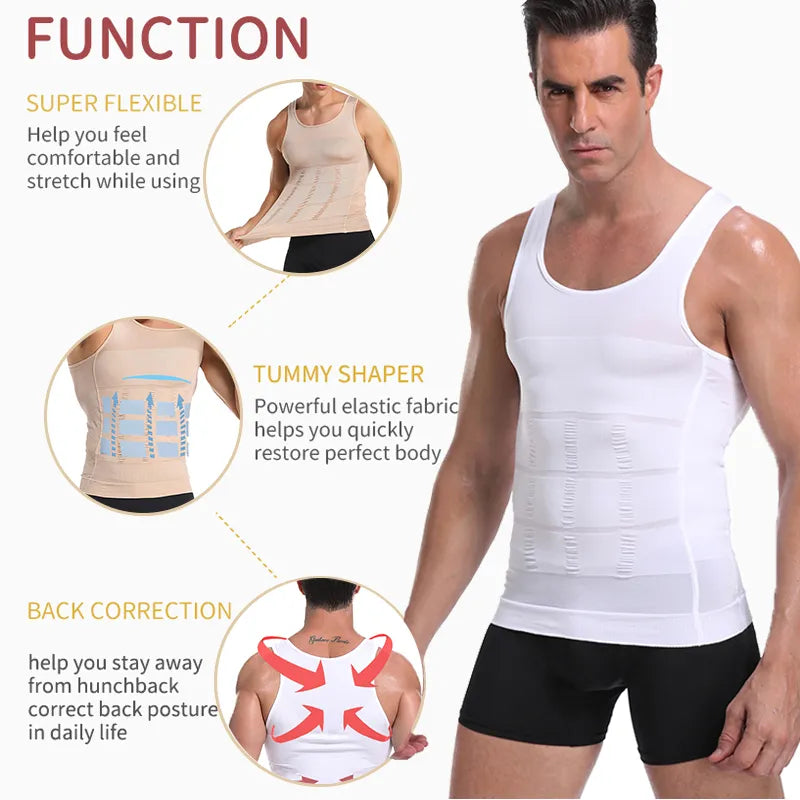 Mens Shirt Slimming Body Shaper Vest Workout Tank Tops Abs Abdomen Undershirts Tank Top Shapewear Thermal Compression Shirt