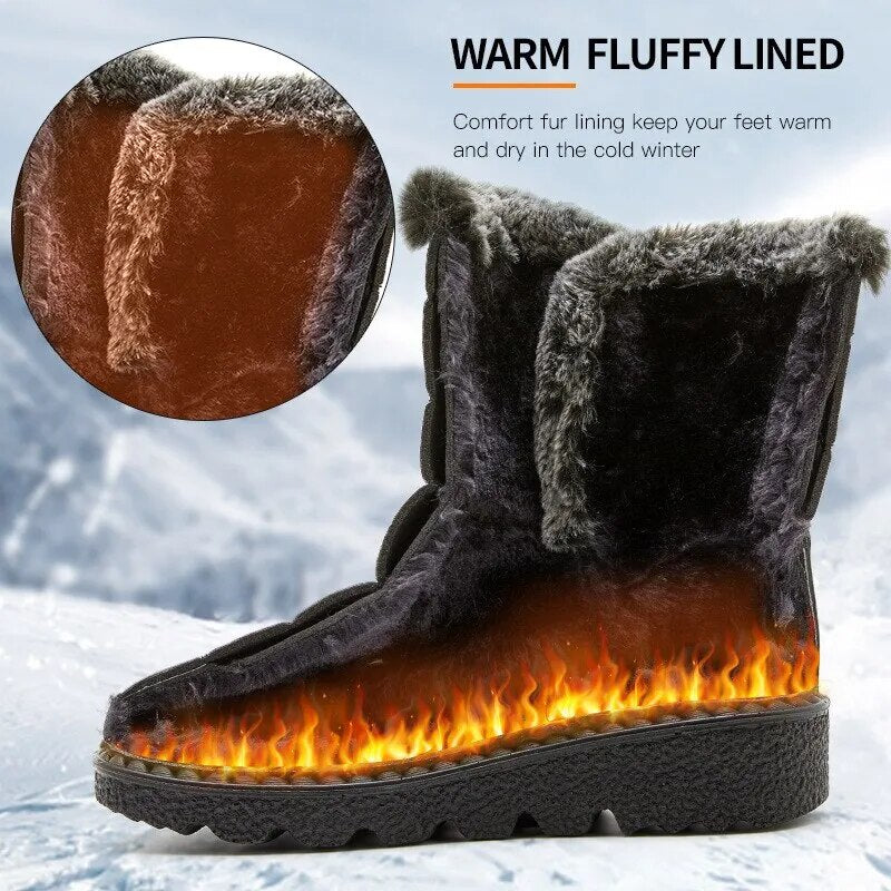 Waterproof Winter for 2023 New Faux Fur Long Platform Snow Warm Cotton Couples Shoes Plush Woman Ankle Boots