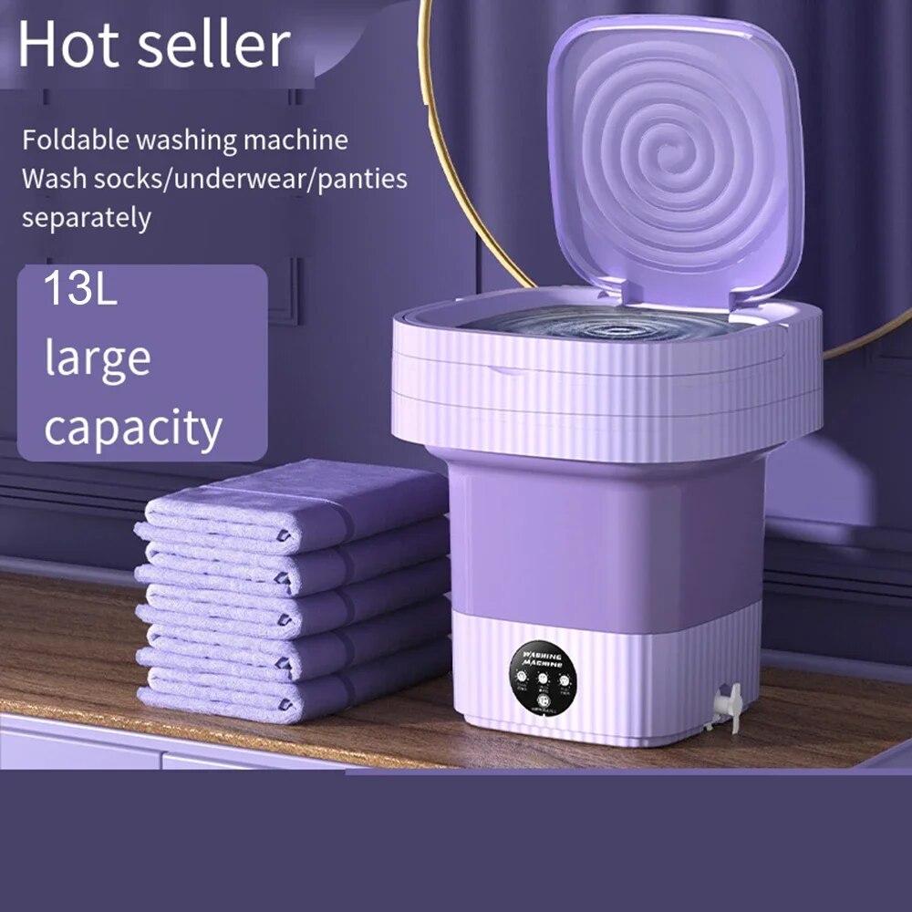 New Folding Washing Machine Portable 13L Clothes Socks Underwear Automatic Washer Spin Dryer Bucket 3 Models Mini Washer UK AU