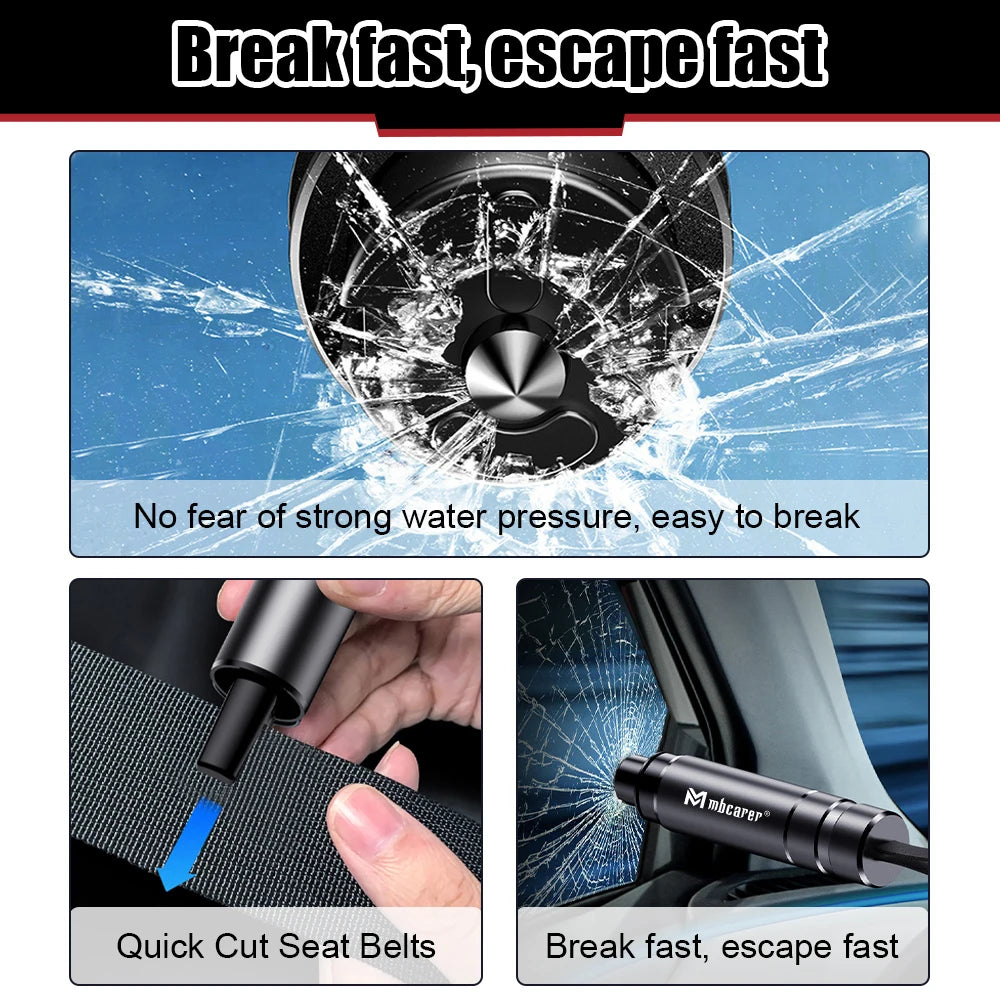 Car Safety Hammer Auto Emergency Glass Window Breaker Seat Belt Cutter Life-Saving Car Emergency Aluminum Alloy Escape Hammer