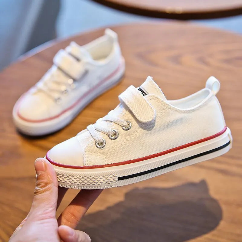 Toddler Girl Sneakers 2023 Spring Autumn New Boy Shoes Kids Jelly Color Canvas Shoes Casual Lace Up Classic Flats Children Shoes