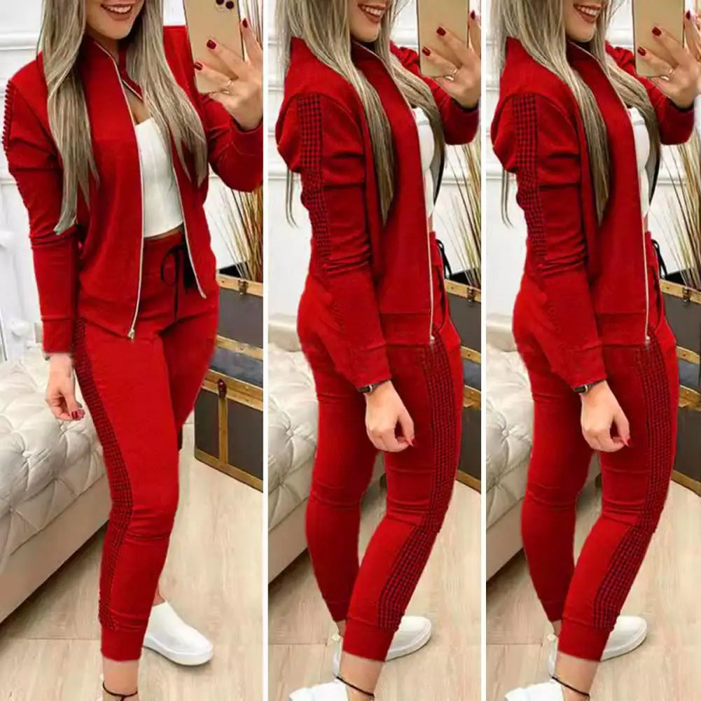 Women's Tracksuit Set Dot Print Turtleneck Sweatshirt Drawstring Pants Suit for Gym Running for Women