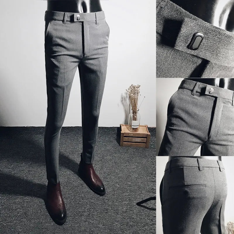 Men Suit Pants Dress Pantalone Hombre Stretch Slim Formal Trousers Calça Masculina Solid Color Casual Pants Fashion Men Clothing