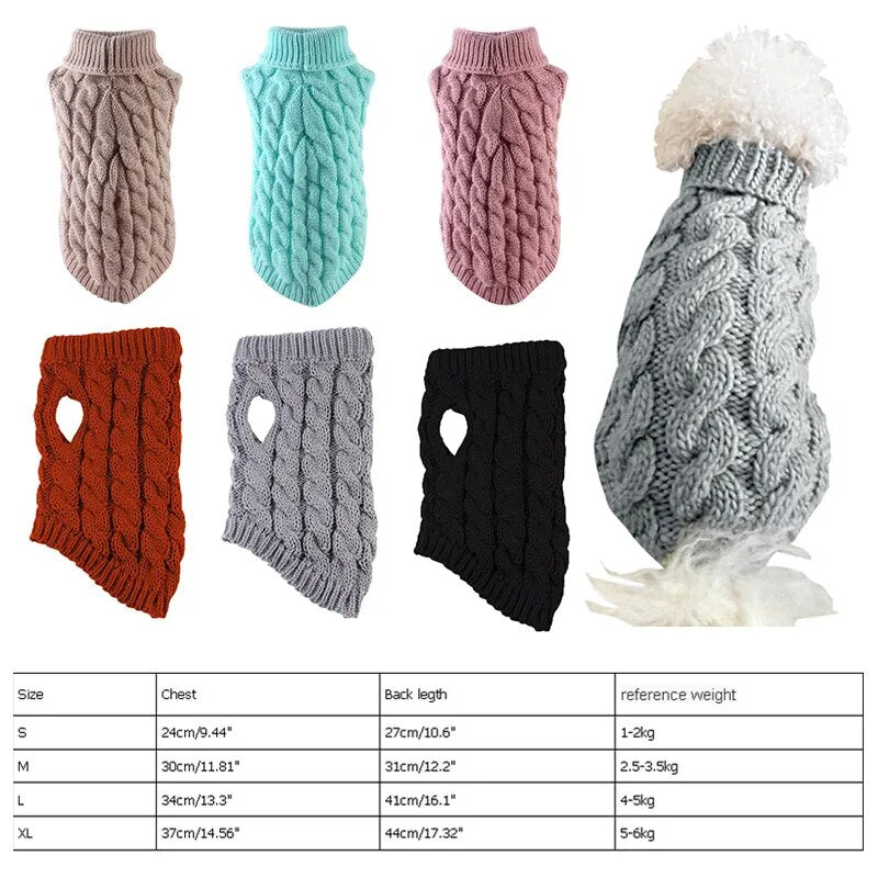 Winter Dog Clothes Chihuahua Soft Puppy Kitten Kitten High Collar Solid Color Design Sweater Fashion Clothing for Pet Dogs Cats