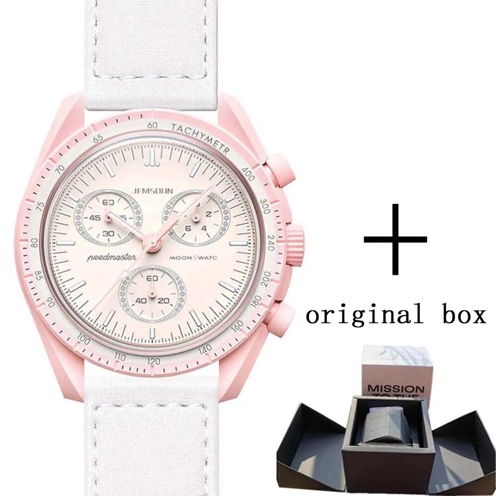 2023 New Original Brand with Original Box Moon Watches for Mens Plastic Case Watch Chronograph Explore Planet AAA Male Clocks