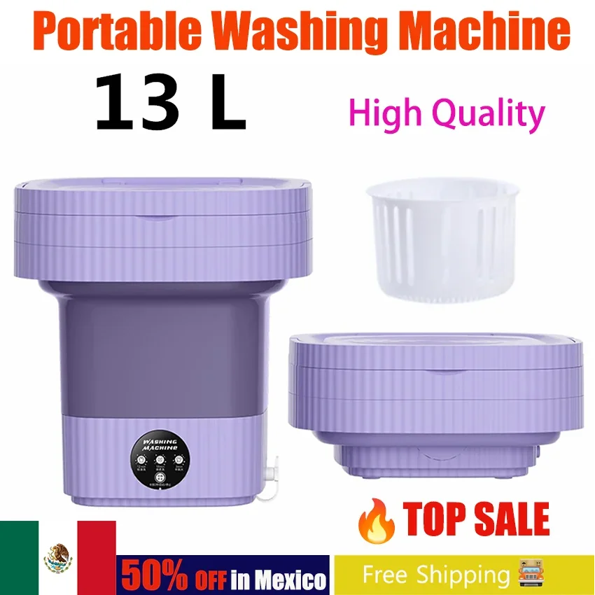 New Folding Washing Machine Portable 13L Clothes Socks Underwear Automatic Washer Spin Dryer Bucket 3 Models Mini Washer UK AU