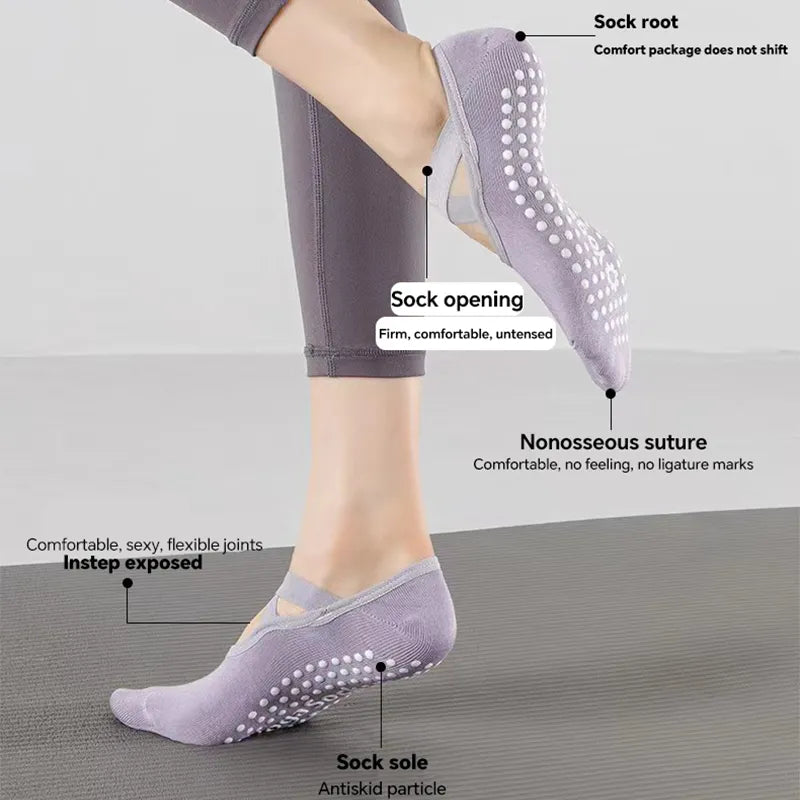 YUPAO Yoga Socks for Women Nylon Pure Cotton Non slip Section Bandage Sports Ballet Dance Sock Moisture Absorption Perspiration