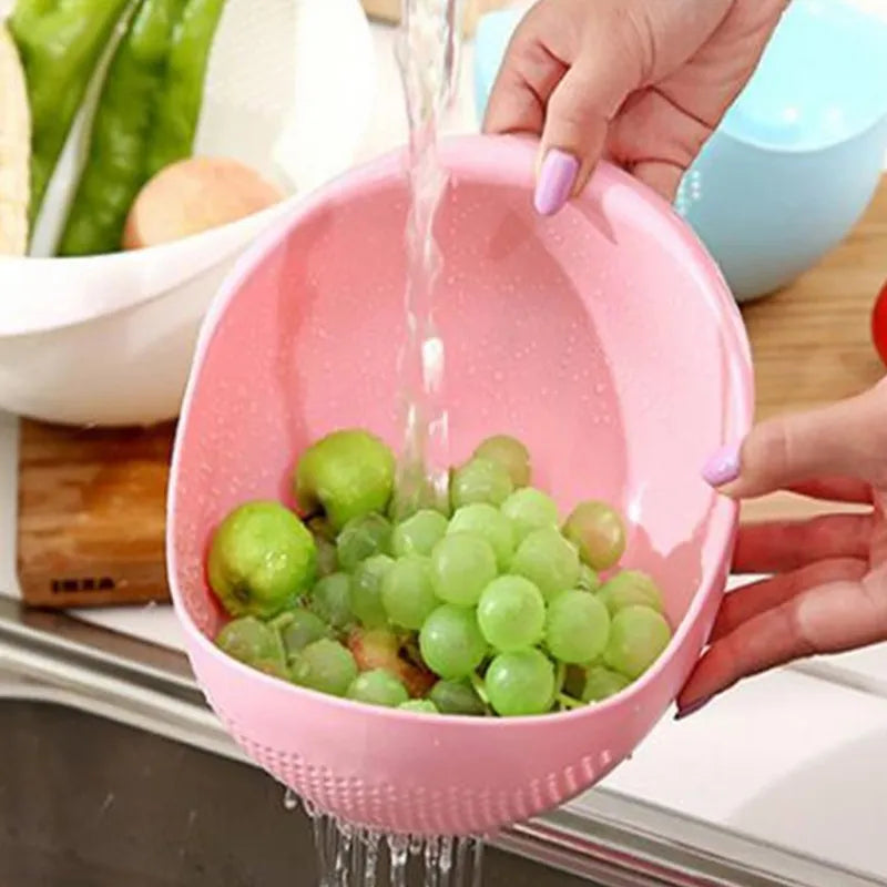 1pc Rice Sieve Plastic Colander Kitchen Drain Basket With Handles Rice Bowl Strainer Strainer Basket Sink Drain Kitchen Tools