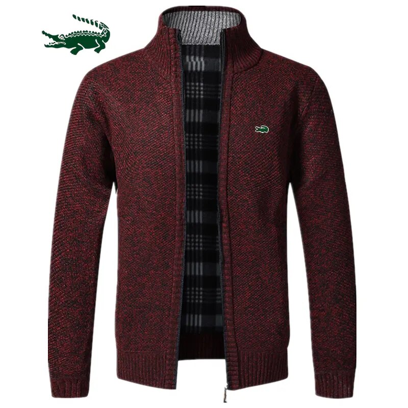 2023 Autumn Winter New Men's Jacket Slim Fit Stand Collar Zipper Jacket Men Solid Cotton Thick Warm Jacket Men