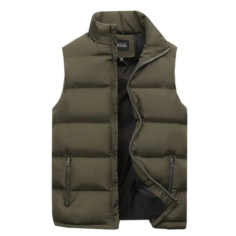 Mens Bubble Padded Vest Jackets 2023 Autumn Winter Warm Zipper Top Clothes Versatile Waterproof Down Thickened Sleeveless Coats