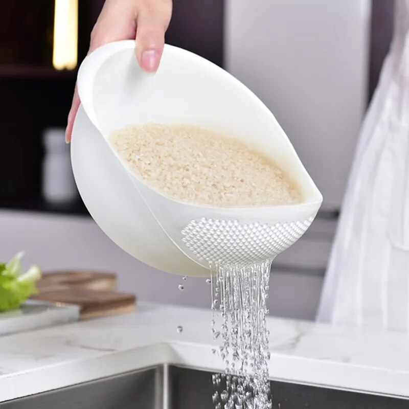 1pc Rice Sieve Plastic Colander Kitchen Drain Basket With Handles Rice Bowl Strainer Strainer Basket Sink Drain Kitchen Tools