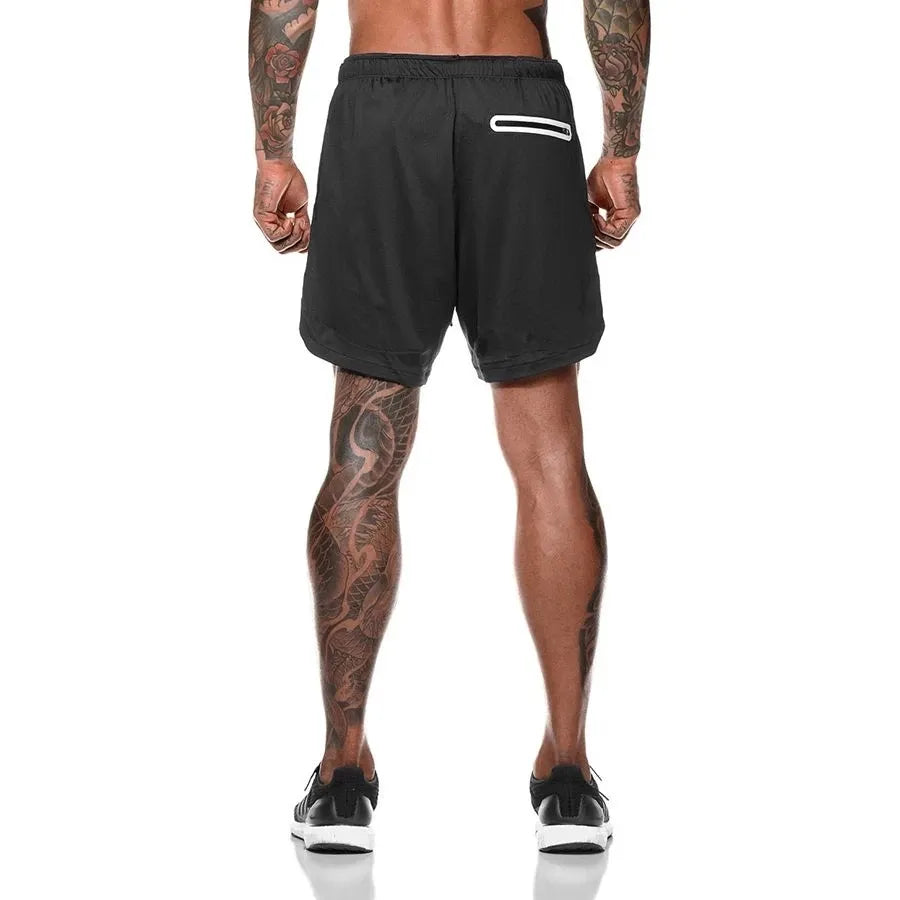 2024 Sport Shorts Men Sportswear Double-deck Running Shorts 2 In 1 Beach Bottoms Summer Gym Fitness Training Jogging Short Pants