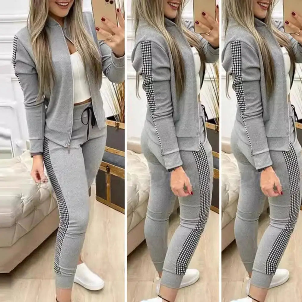 Women's Tracksuit Set Dot Print Turtleneck Sweatshirt Drawstring Pants Suit for Gym Running for Women