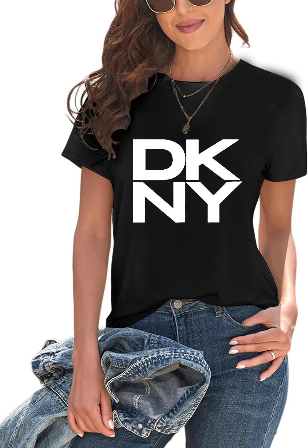 Four Seasons Versatile DKNY Letter Printing Sports Leisure Fitness Breathable Men's and Women's Hot Selling T-shirt