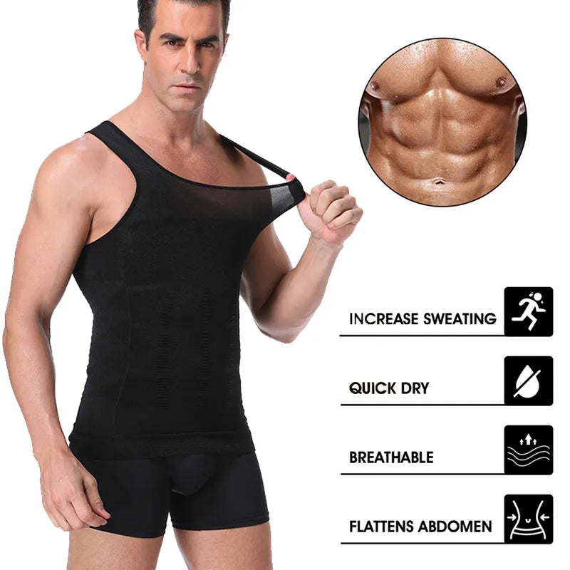 Mens Shirt Slimming Body Shaper Vest Workout Tank Tops Abs Abdomen Undershirts Tank Top Shapewear Thermal Compression Shirt