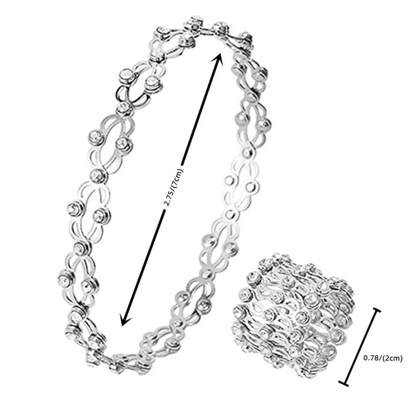 2 In 1 New Creative Magic Stretchable Ring Bracelet for Women Men Charm Shiny Crystal Retractable Bracelets Rings Jewelry Gift