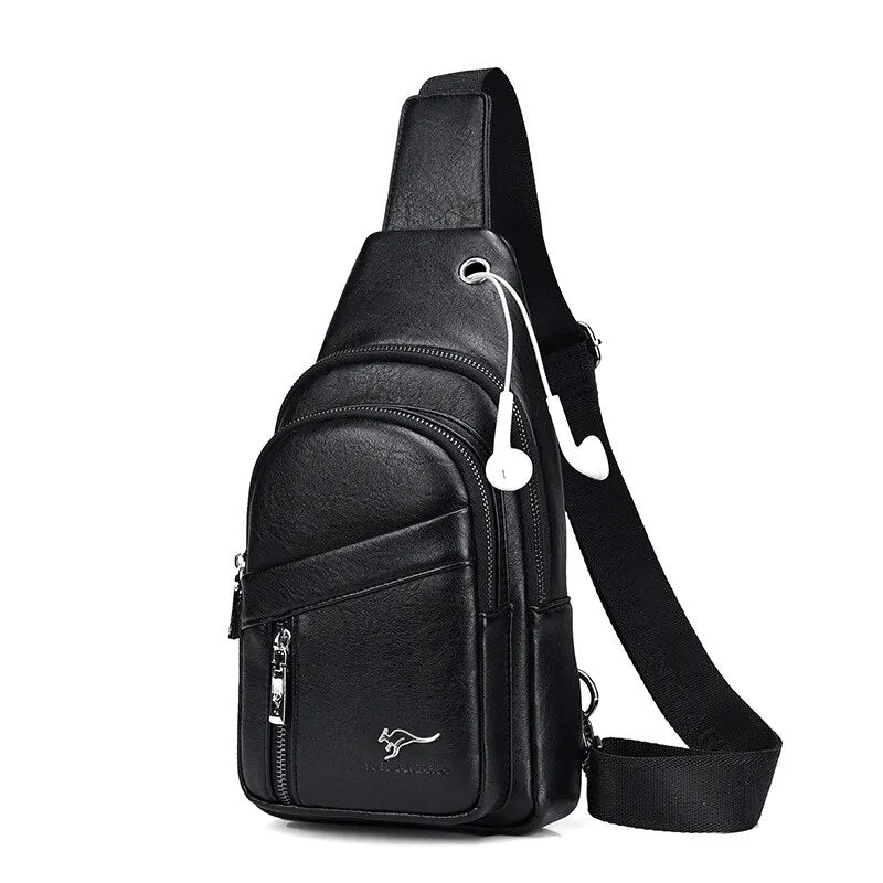 New Genuine Leather Chest Bag Men Travel Crossbody Bag Business Black Chest Pack Casual Sling Bag Male Shoulder Messenger Bag