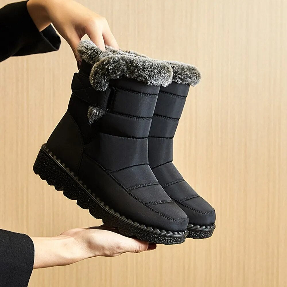 Waterproof Winter for 2023 New Faux Fur Long Platform Snow Warm Cotton Couples Shoes Plush Woman Ankle Boots