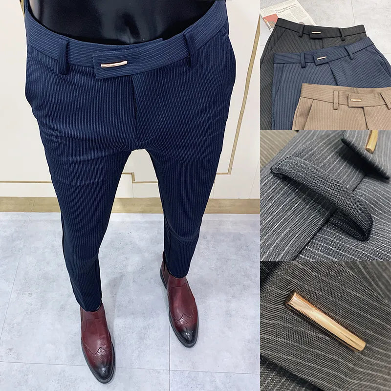 Men Suit Pants Dress Pantalone Hombre Stretch Slim Formal Trousers Calça Masculina Solid Color Casual Pants Fashion Men Clothing