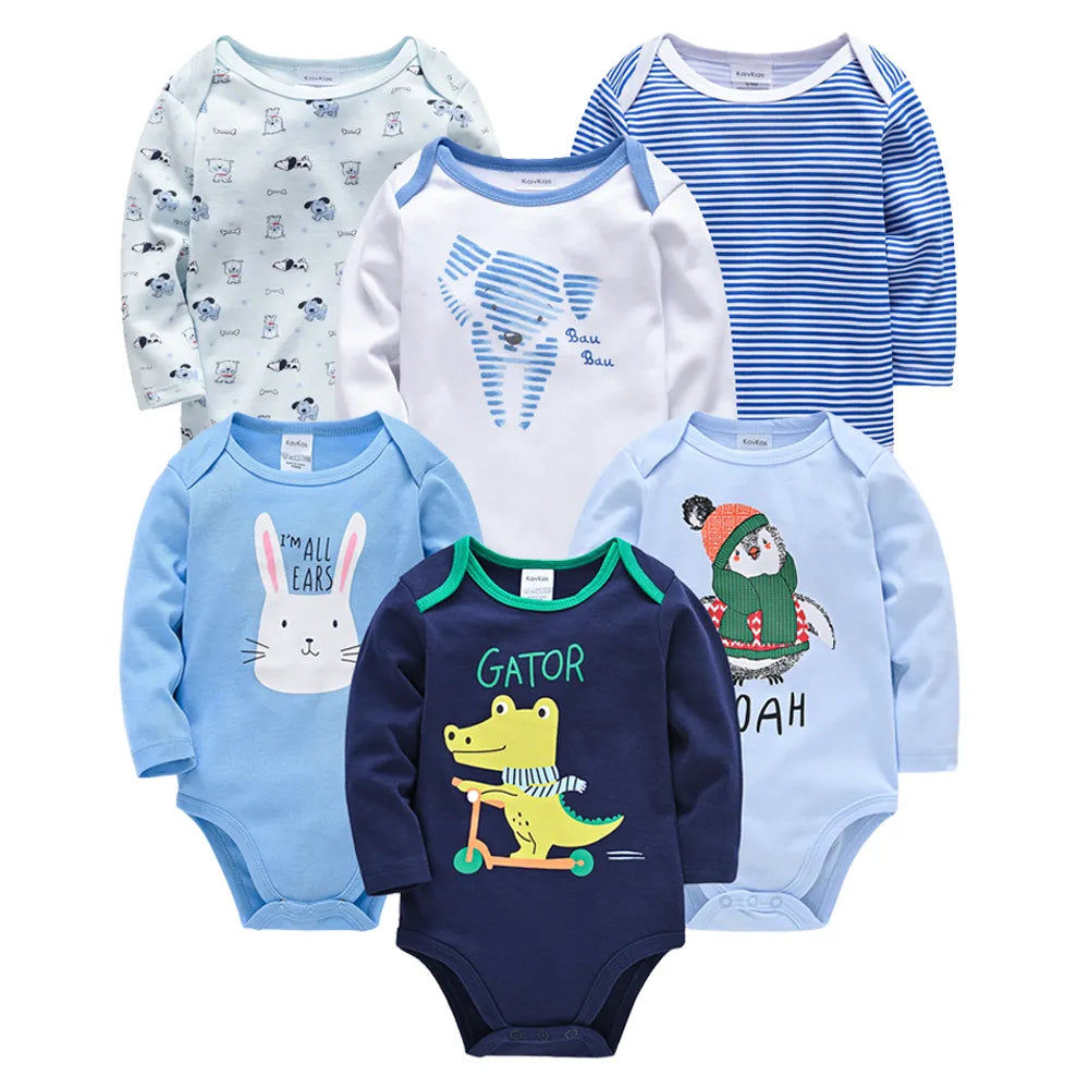 Kavkas Baby Boys Girls Bodysuit 6 PCS 3 PCS Long Sleeve 100% Cotton Baby Clothes 0-12 months Newborn body bebe Jumpsuit Clothing