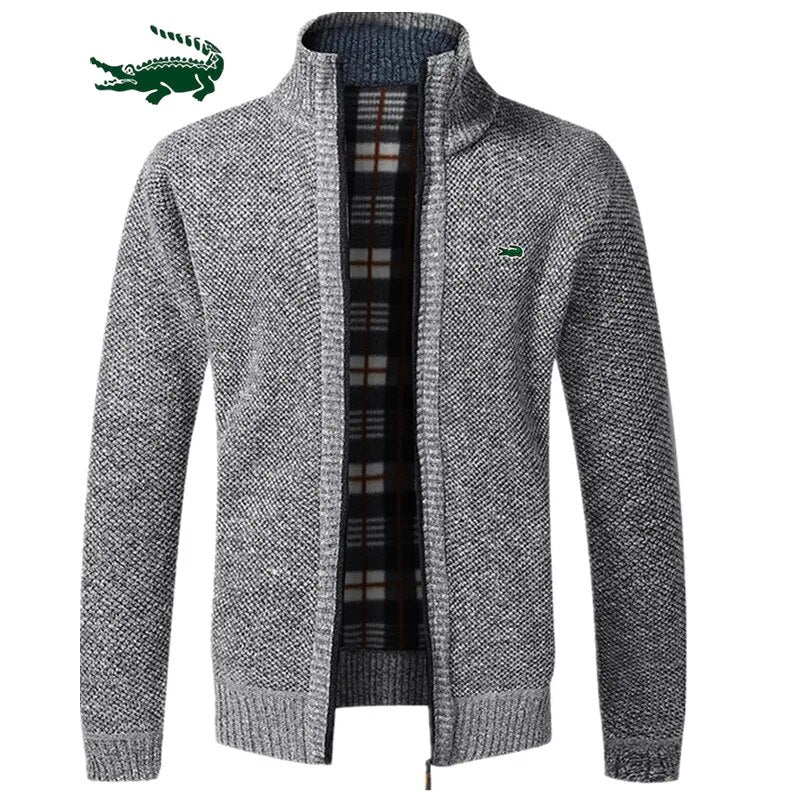 2023 Autumn Winter New Men's Jacket Slim Fit Stand Collar Zipper Jacket Men Solid Cotton Thick Warm Jacket Men