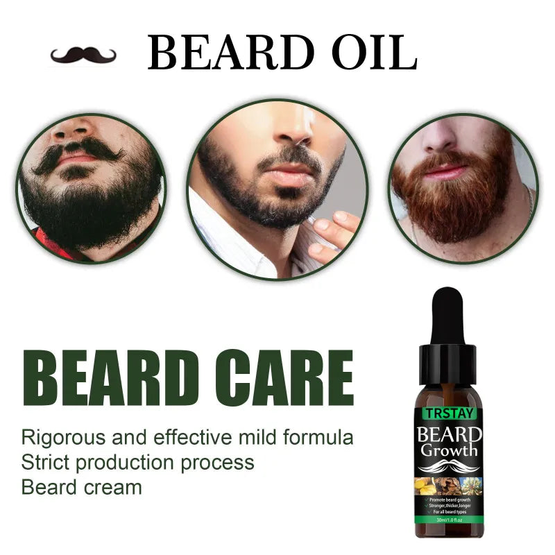 NEW Beard Hair Growth Essential Oil Anti Hair Loss Product Natural Mustache Regrowth Oil for Men Nourishing Beard Care Roller