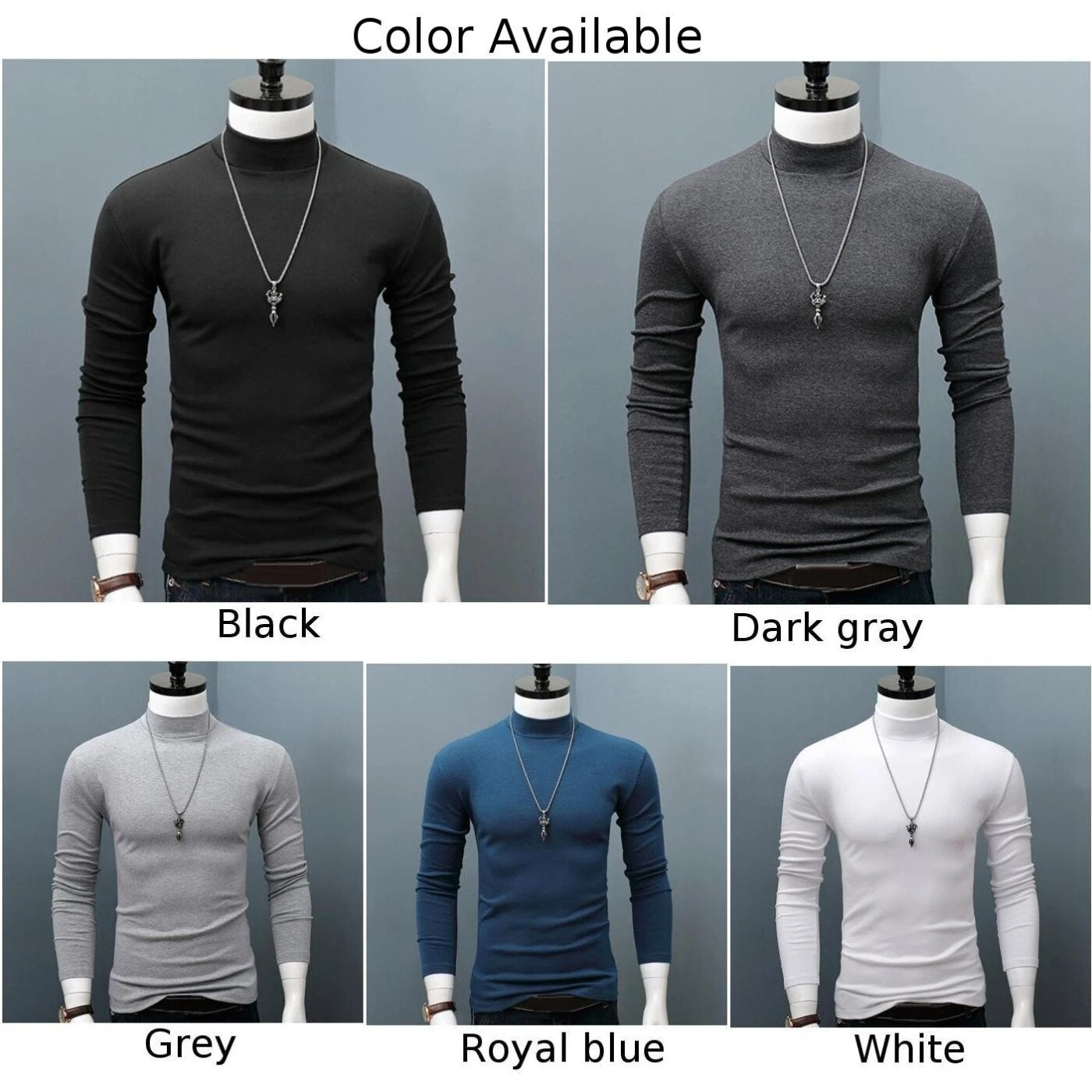 Hot Winter Warm Men Mock Neck Basic Plain T-shirt Blouse Pullover Long Sleeve Top Male Outwear Slim Fit Stretch Fashion Sweater