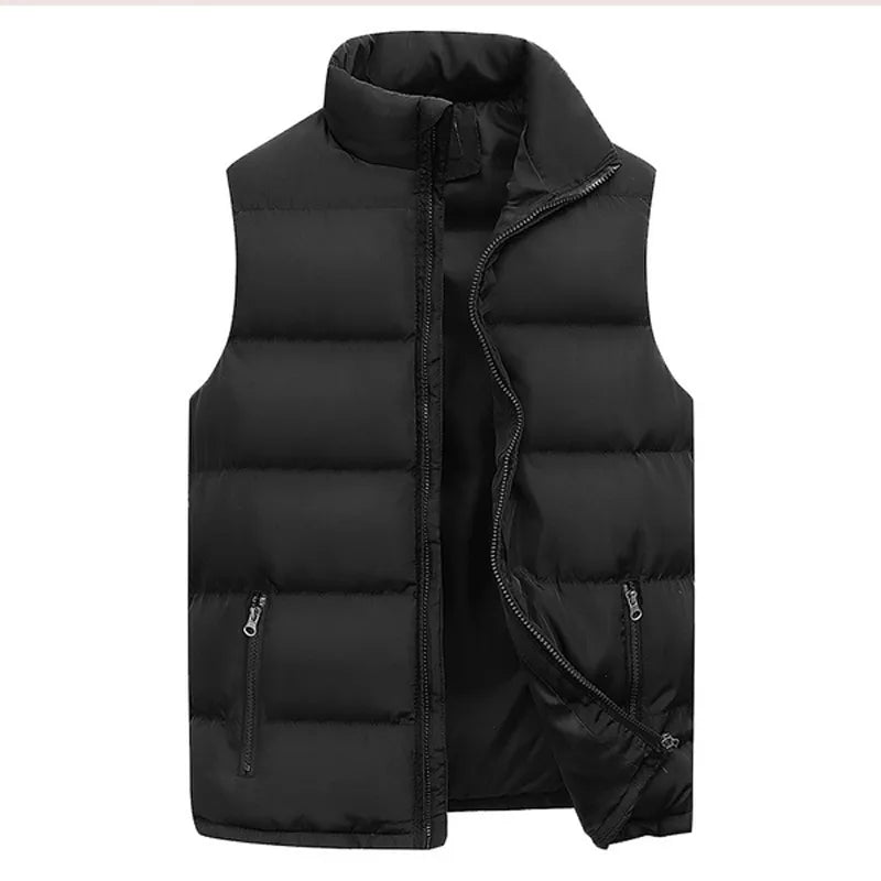 Mens Bubble Padded Vest Jackets 2023 Autumn Winter Warm Zipper Top Clothes Versatile Waterproof Down Thickened Sleeveless Coats