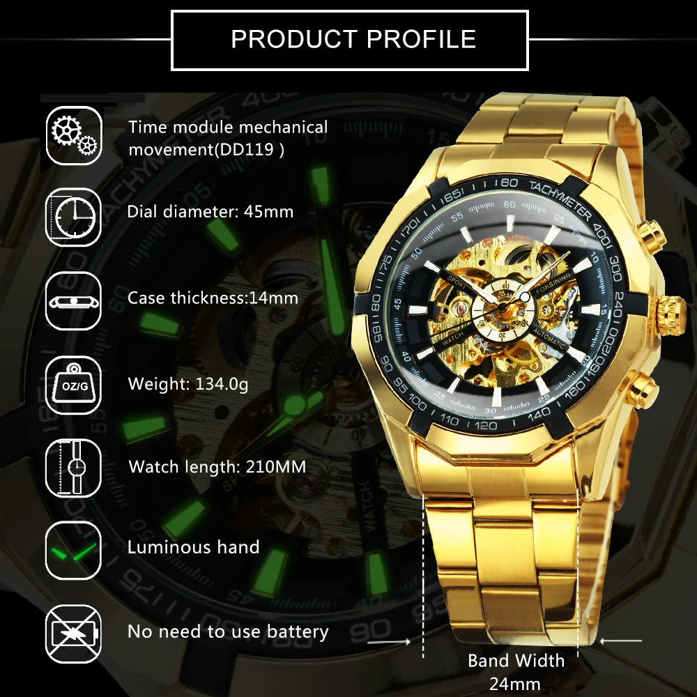 Winner Watch Men Skeleton Automatic Mechanical Watch Gold Skeleton Vintage Man Watch Mens Watches Top Brand Luxury часы мужские