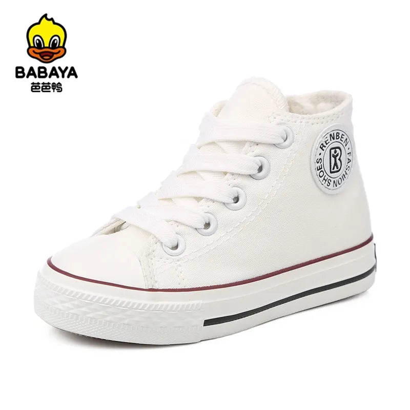 Kids Shoes for Girl High-top Children Canvas Shoes Boys Girls White Sneakers Baby Spring Casual Shoes Student Sports Shoes