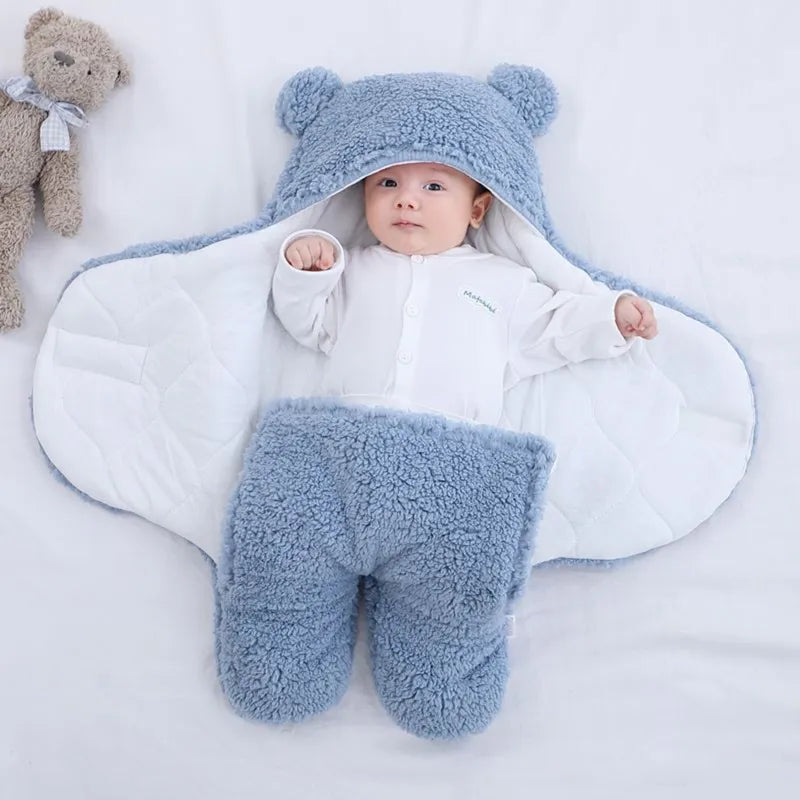 Cute Newborn Baby Boys Girls Blankets Plush Swaddle Wrap Ultra-Soft Fluffy Fleece Sleeping Bag Cotton Soft Bedding Baby Stuff