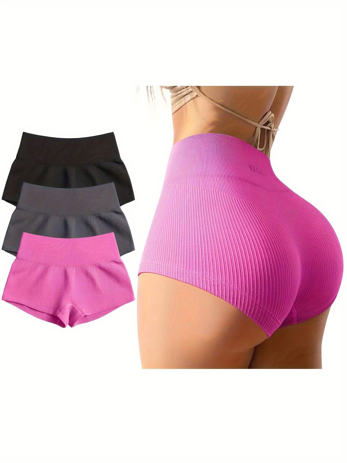 3 piece Women High Waist Yoga Shorts