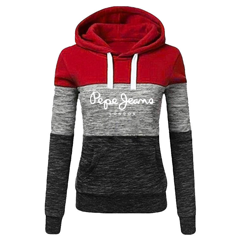 Hoodie Stitching Printed Women's Sweater