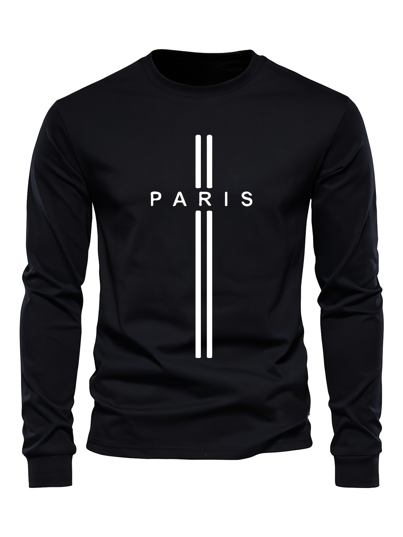 PARIS Print Men's Long Sleeve Active T-shirt - Casual and Comfy for Spring, Summer, and Autumn