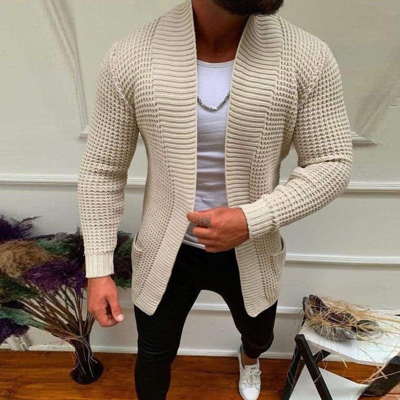 Striped Casual Knitted Cardigan Jacket Men