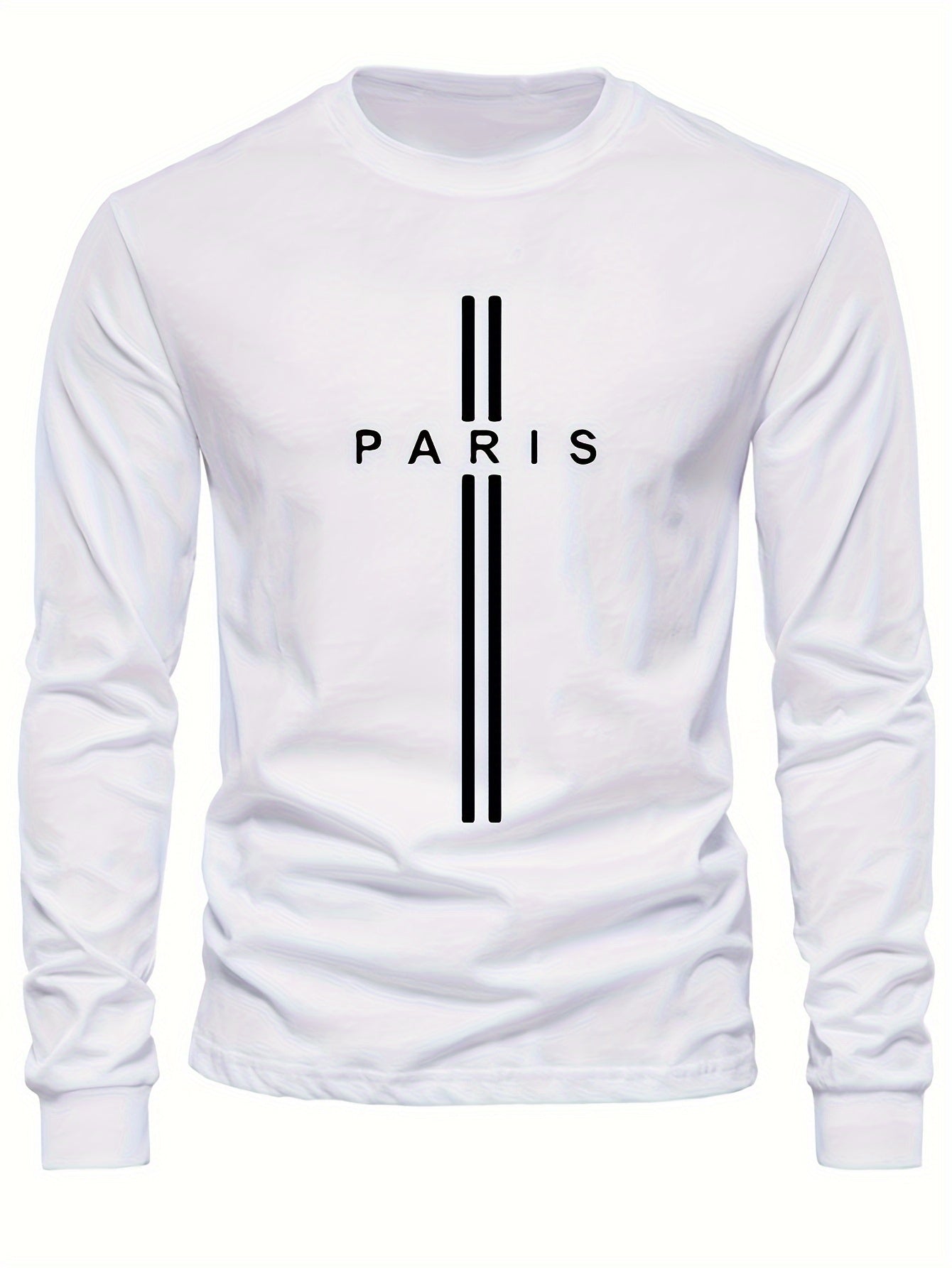 PARIS Print Men's Long Sleeve Active T-shirt - Casual and Comfy for Spring, Summer, and Autumn