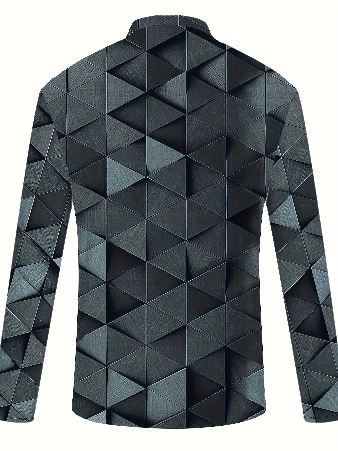 Men's Geometric Pattern Long Sleeve Zipper Shirt - Trendy and Comfortable for Spring and Fall