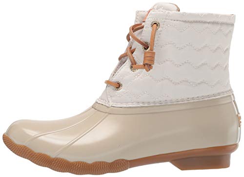 Sperry Womens Saltwater Chevron Quilt Nylon Boots, Ivory, 8