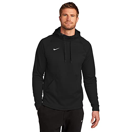 MEN'S NIKE THERMA PULLOVER HOODIE (BLACK/WHITE, Medium)