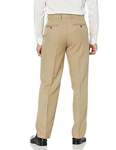 Amazon Essentials Men's Classic-Fit Expandable-Waist Flat-Front Dress Pant, Khaki Brown, 40W x 29L