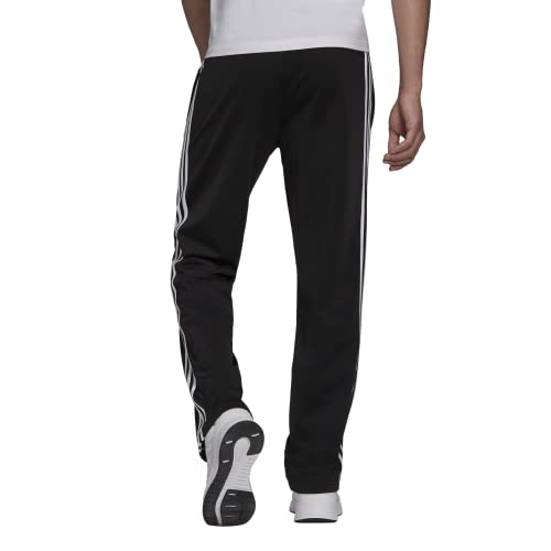 adidas Men's Essentials Warm-up Open Hem 3-stripes Tracksuit Bottoms, Black/White, Medium/31" Inseam