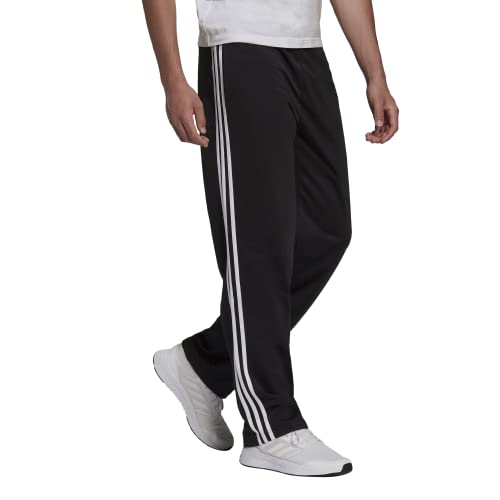 adidas Men's Essentials Warm-up Open Hem 3-stripes Tracksuit Bottoms, Black/White, Medium/31" Inseam