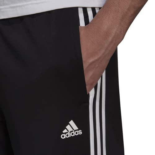 adidas Men's Essentials Warm-up Open Hem 3-stripes Tracksuit Bottoms, Black/White, Medium/31" Inseam