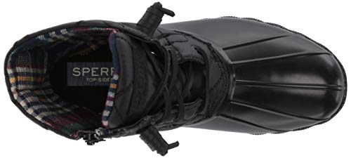 Sperry womens Saltwater Nylon Quilt Rain Boot, Black, 8.5 US