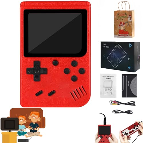 EZGHAR TinyTendo - Tiny Tendo 400 Games, Tinytendo Handheld Console, Portable Retro Video Game Console with Game Controller, GameTendo 400 in 1 Game Console, Support 2 Players Play on TV (Red)