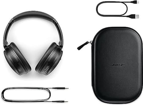 Bose QuietComfort 45 Wireless Bluetooth Noise Cancelling Headphones, Over-Ear Headphones with Microphone, Personalized Noise Cancellation and Sound, Triple Black (Renewed)