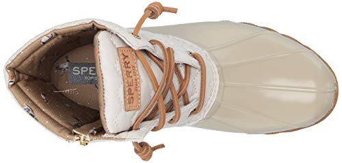 Sperry Womens Saltwater Chevron Quilt Nylon Boots, Ivory, 8