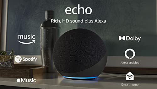 Echo (4th Gen) | With premium sound, smart home hub, and Alexa | Charcoal