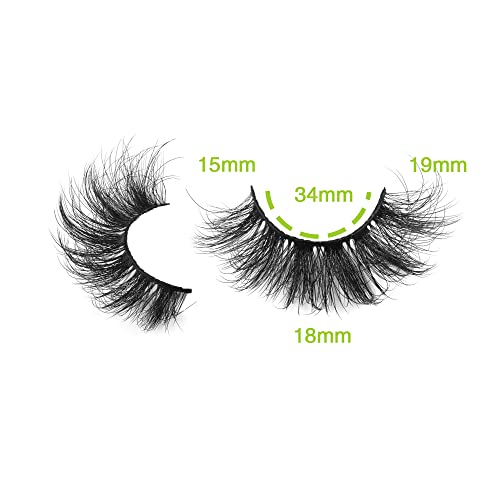 Mink Lashes False Eyelashes Dramatic Fluffy Mink Lashes Wispy 19MM Curly FANXITON Natural Look 3D Fake Eyelashes 10 Pairs Pack